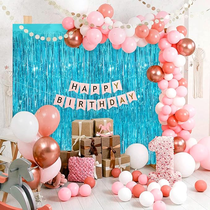 2Pack Blue Party Streamers 3.3x 8.3ft Foil Fringe Curtains Metallic Photo Booth - Image 5