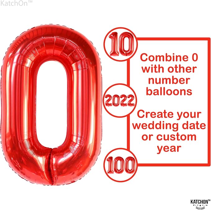 KatchOn Red 0 Balloon Number 40 Inch | 0 Digit balloon, Number 0 balloons - Image 6