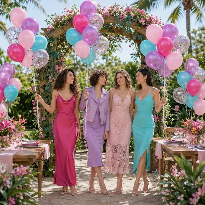 Metallic Chrome Purple Pearl Pink Maca Teal Blue Latex Balloons - Image 7