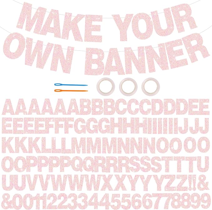 BEISHIDA Glitter Light Pink 116 Pc A-Z DIY Letter Custom Banner Party Decor | by Beishida