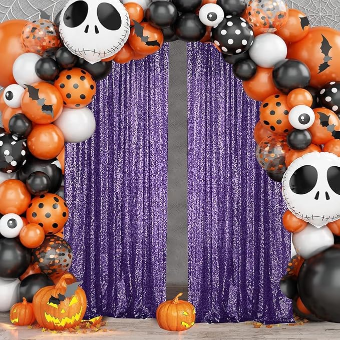 Sugargirl Purple Sequin Backdrop Curtain 4FTx8FT Glitter Purple Background - Image 7