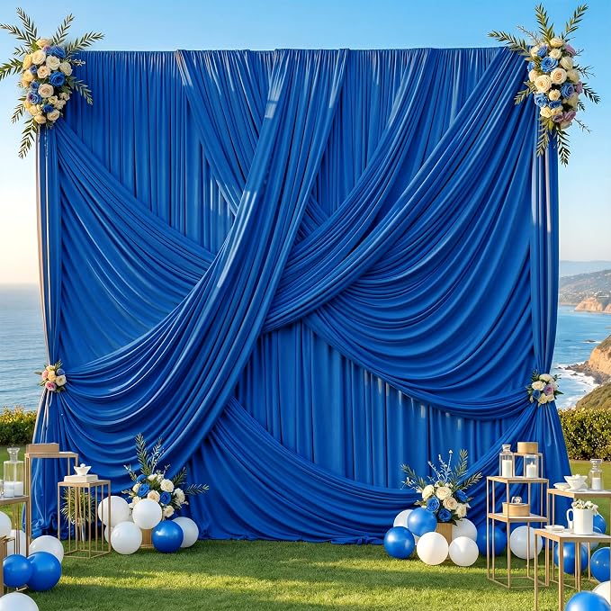 20ft×12ft Royal Blue Backdrop Curtain by PartyVillage