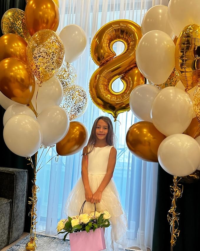 Gold Number 8 Balloon 40 Inch - Image 3
