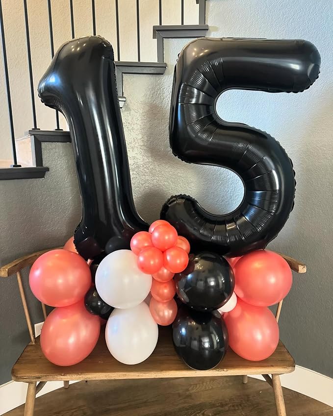 7 Balloon - Black Birthday Number Balloons, 40 Inch Decorations Men Women | - Image 8