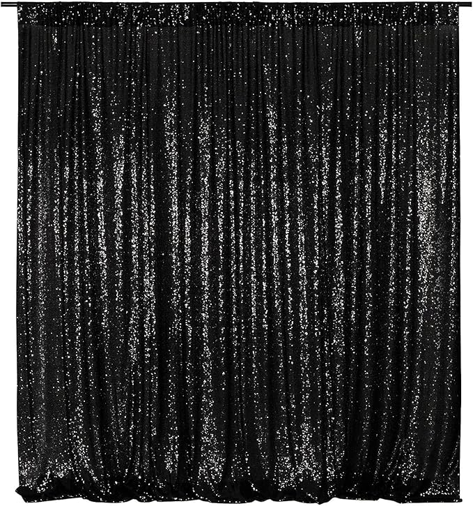 Poise3EHome Black Sequin Backdrop, 10Ft x 10Ft Glitter Photography Background by Poise3EHome