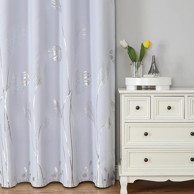 Greyish White Curtains for Bedroom 63 Inches Length Thermal Insulated Window - Image 2