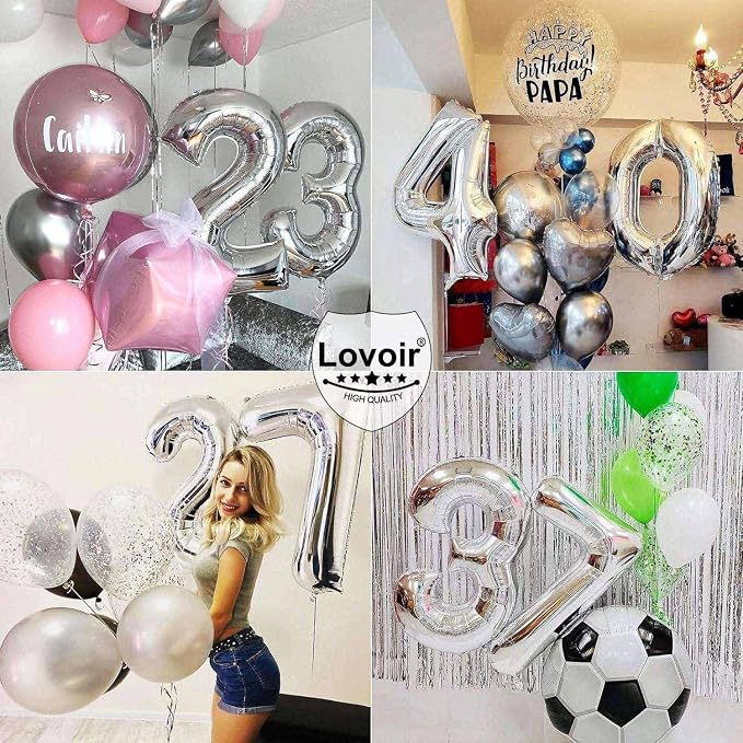 Silver 28 Number Balloons, 40 Inch Giant Number 28 Balloons Foil Mylar Helium - Image 7