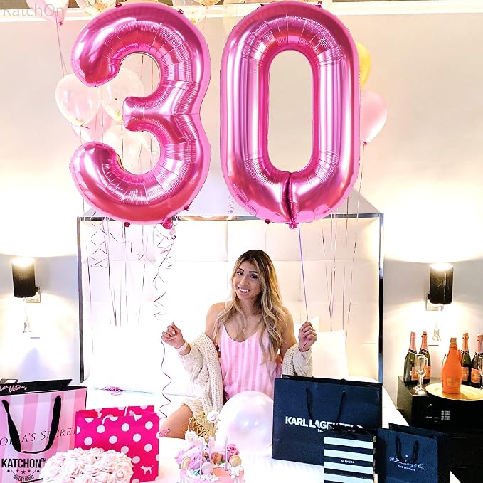 KatchOn Hot Pink 0 Balloon Numbers 40 Inch | Pair 0 Digit To Other Numbers - Image 6
