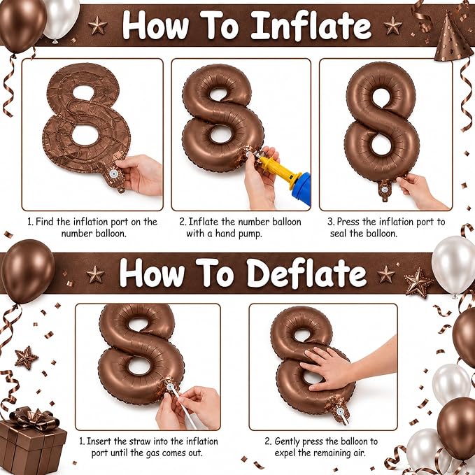 Dark Brown Number Balloons 6, 40inch Large Chocolate Brown Digital 6 Foil - Image 5
