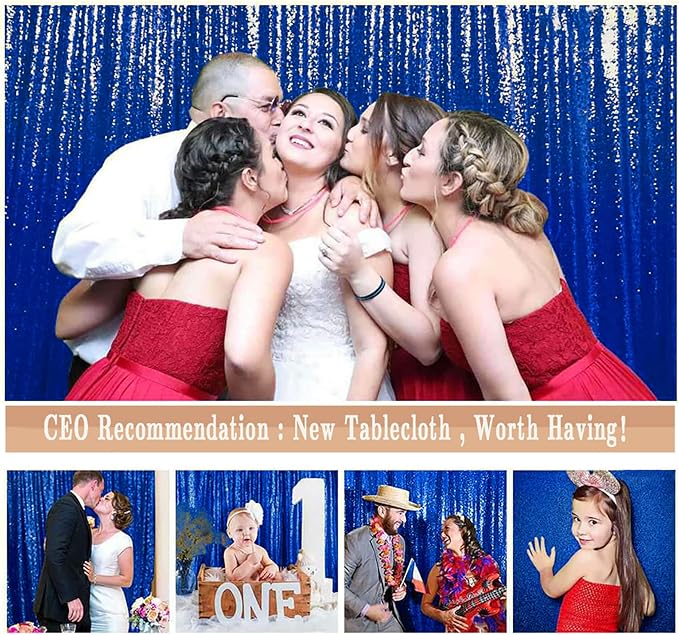 ShinyBeauty Royal Blue Sequin Curtain Backdrop 2 Panels 4FTx8FT Photo Curtain - Image 6