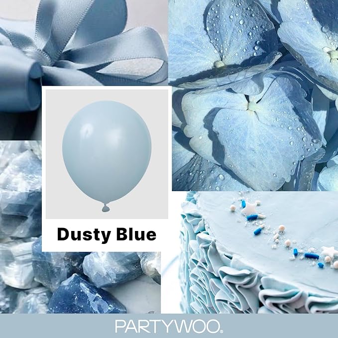 PartyWoo Dusty Blue Balloons 85pcs Light Blue Aqua Boho Color | 18 12 10 5 Inch - Image 2