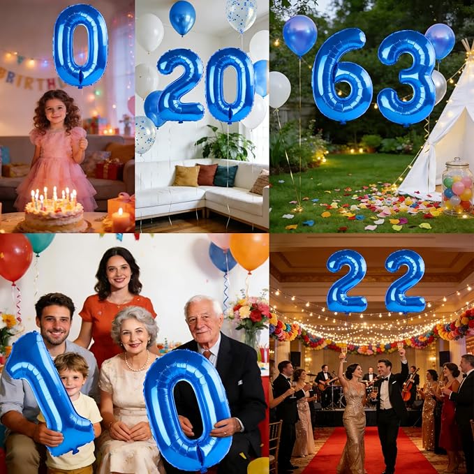 40 Inch Number 63 Balloons for 63rd Birthday Party Decorations, 0-100 Dark Blue - Image 7