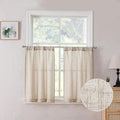 Tollpiz Short Linen Tier Curtains Rod Pocket Semi Sheer Half Kitchen Curtain by Tollpiz