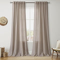 Ecru Linen Curtains for Living Room 105 Inches Long Light Filtering Semi Sheer by Nanspring