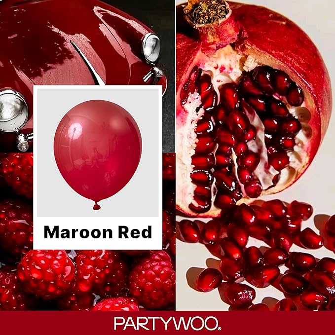 PartyWoo Burgundy Balloons 100pcs Dark Red Maroon Ruby Red Color | 36 18 12 10 - Image 2