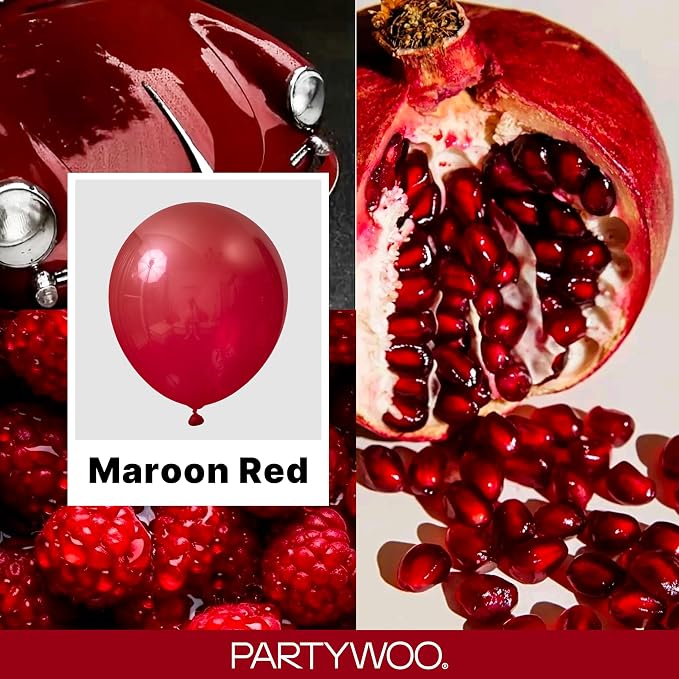 PartyWoo Burgundy Balloons 120pcs Dark Red Maroon Ruby Red Color | 18 12 10 5 - Image 2