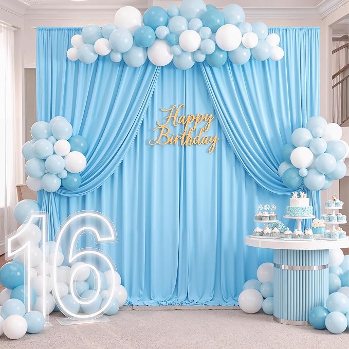 20ft x 10ft Baby Blue Backdrop Curtains - Image 3