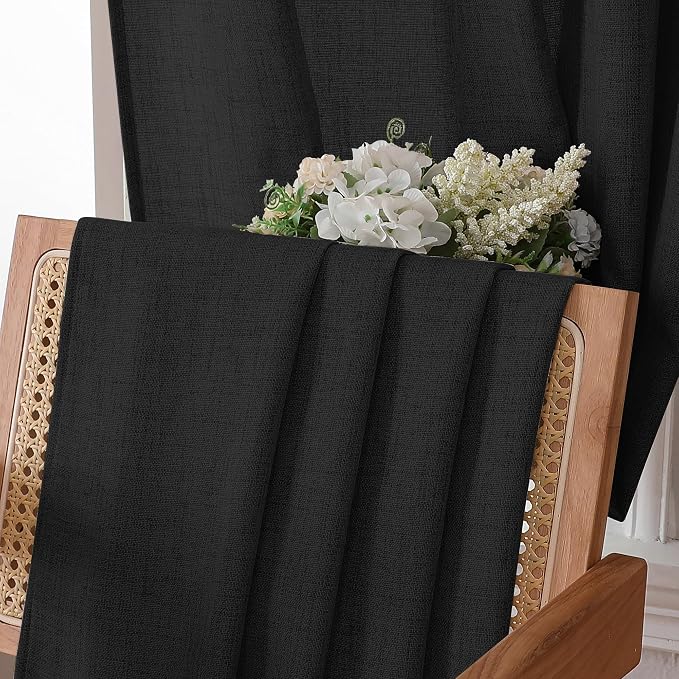 Tollpiz Linen Tier Curtains Rod Pocket Semi Sheer Short Kitchen Curtain Half - Image 6