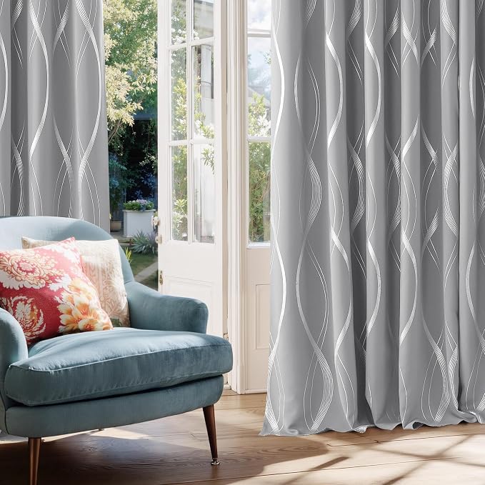 NICETOWN Silver Grey Short Blackout Curtain Panels 54 inch Long - Image 4