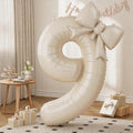 Beige Number 9 Balloons with Bow, 40 Inch Giant Self Inflating Cream Foil by KYGNE
