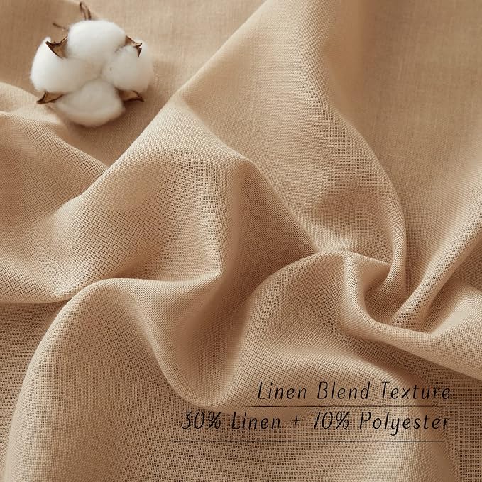 NICETOWN Natural Linen Camel Curtains 108 inches Long, Grommet Thick Linen - Image 4