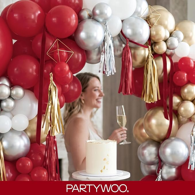 PartyWoo Burgundy Balloons 120pcs Dark Red Maroon Ruby Red Color | 18 12 10 5 - Image 9