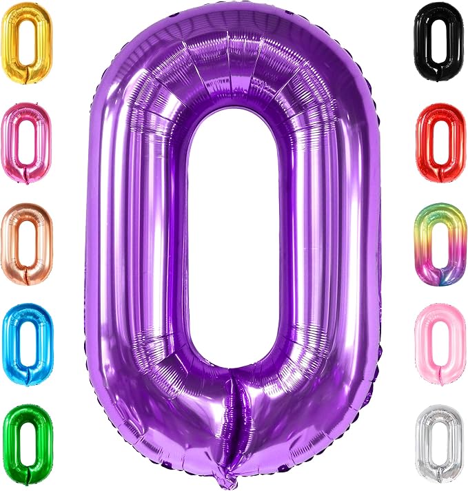 KatchOn Purple 0 Number Balloons 40 Inch | Pair 0 Digit Balloon to Other Number by KatchOn