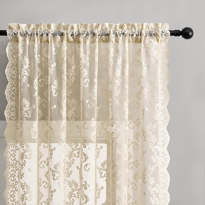 Beige Lace Curtains - Image 3
