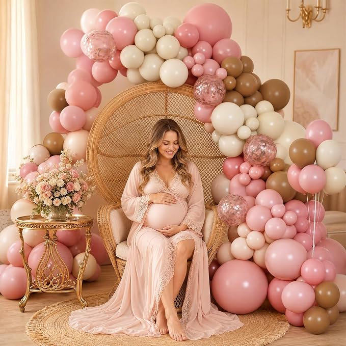 Amandir 153 Pcs Boho Balloon Arch Garland Kit | Retro Dusty Rose Pink Blush - Image 6
