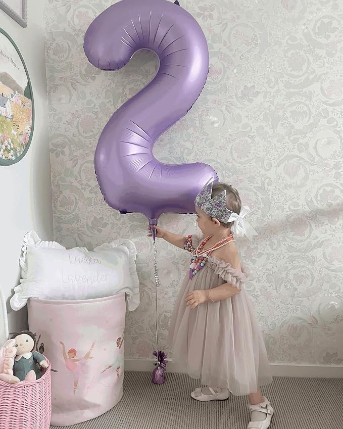 8 Balloon - Lilac Birthday Number Balloons, 40 Inch Decorations Men Women | - Image 7