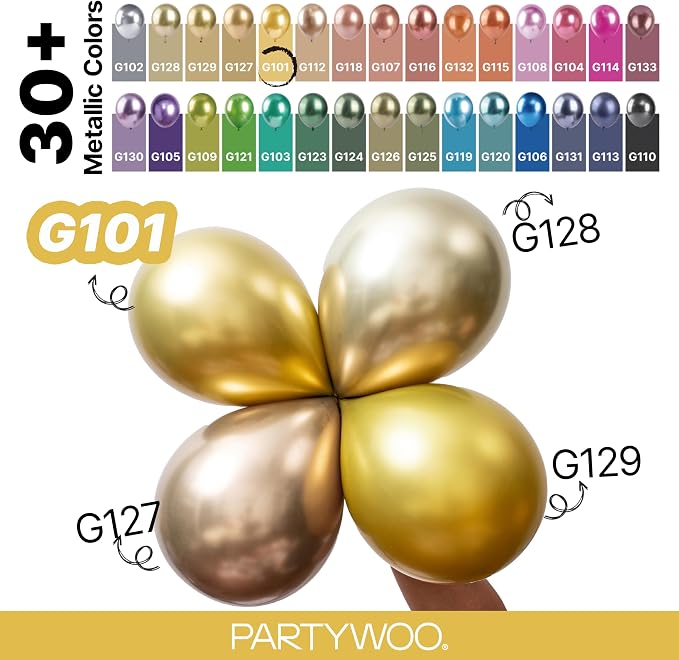 PartyWoo Gold Balloons 155pcs Different Sizes of 18 12 10 5 Inch | Balloons - Image 4