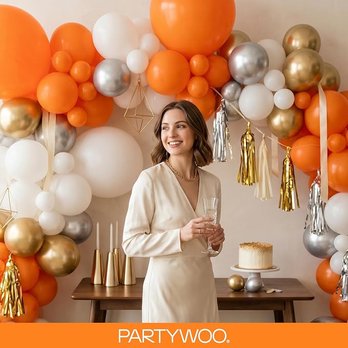 PartyWoo Orange Balloons 145pcs Fall Latex Helium Balloons Different Sizes | 18 - Image 9