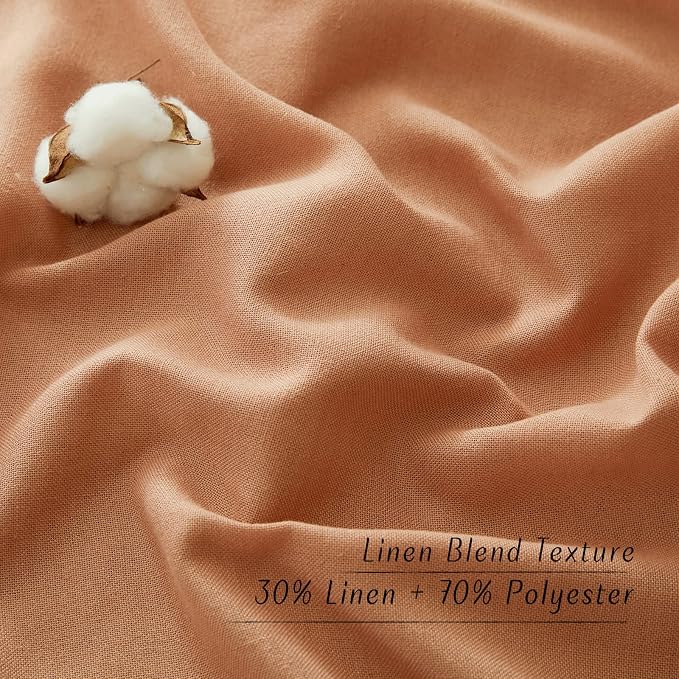 NICETOWN Flax Burnt Orange Linen Curtains - Image 4