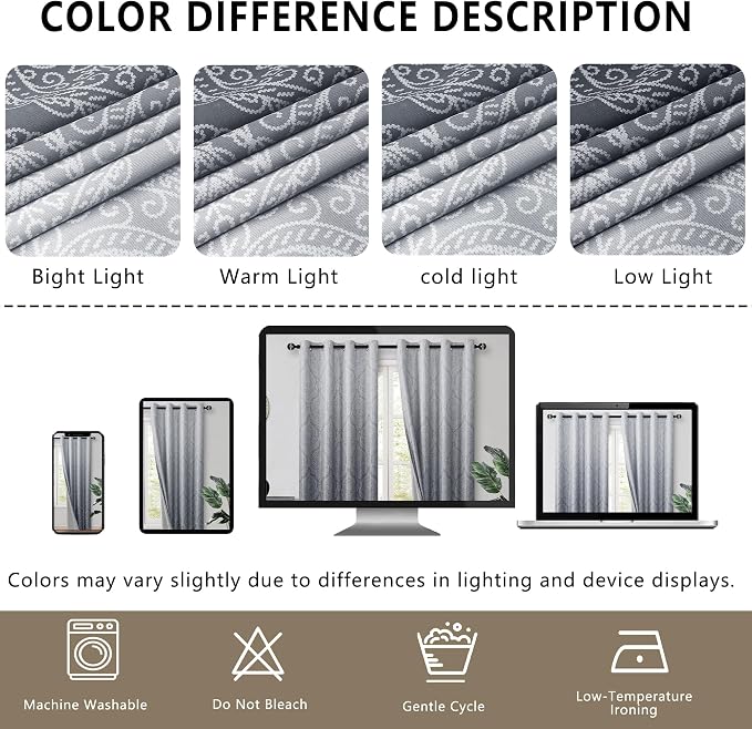 DWCN Grey Full Blackout Curtains - Image 8