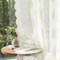 MIULEE Vintage Floral Scalloped Lace Curtains 2 Panels, Ivory 52" W x 54" L | by MIULEE