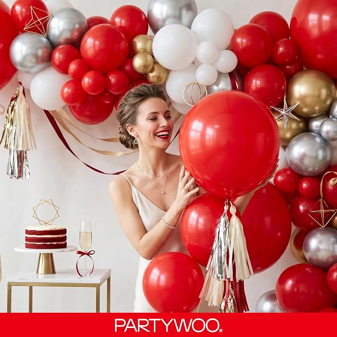 PartyWoo Red Balloons 128 pcs Different Sizes of 18 12 10 5 Inch Red Balloon - Image 9