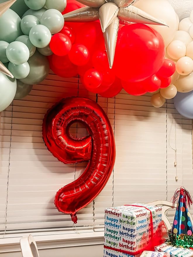 4 Balloon - Red Birthday Number Balloons, 40 Inch Decorations Men Women | Red - Image 8