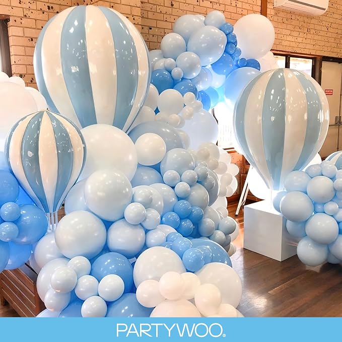 PartyWoo Light Blue Balloons 123pcs Baby Pastel Blue Color 5 Inch | 18 12 10 5 - Image 8