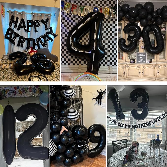 40 inch Number Balloon 0-9 Black Large Number 0 Balloons, Digital Balloons - Image 7
