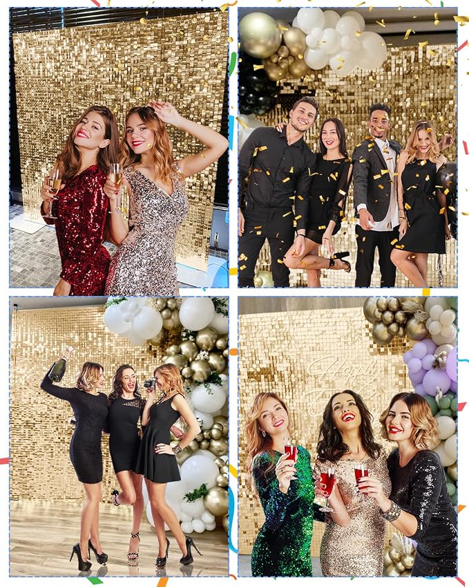 Light Gold Shimmer Wall Backdrop 36 Panels Cover 6 x 6 Ft, Photo Backdrops - Image 4