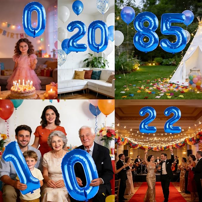 40 Inch Number 85 Balloons for 85th Birthday Party Decorations, 0-100 Dark Blue - Image 7