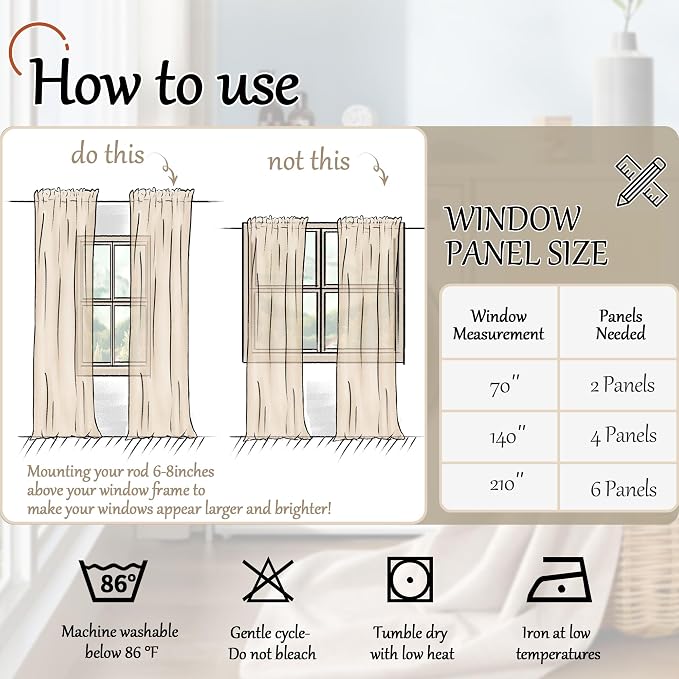 Floral Sheer Curtains for Bedroom Window 63 Inch Length 2 Panels, Farmhouse - Image 8