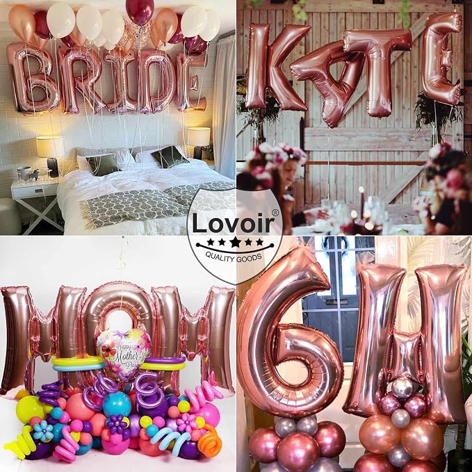 Lovoir 40 Inch Large Rose Gold Letter P Balloons Big Size Jumbo Mylar Foil - Image 7
