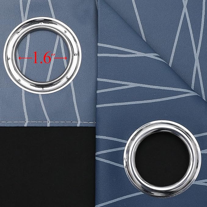Greyish White and Navy Blue Blackout Curtains 96 Inches Long, Ombre Thermal - Image 7