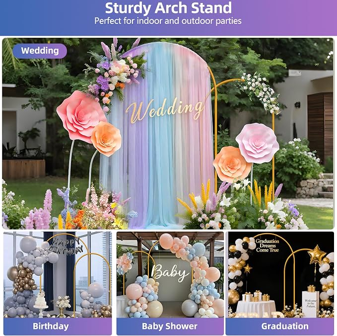 Hemmotop Metal Arch Backdrop Stand Set of 2, 7.2ft and 6ft | Pieces are Labeled - Image 2