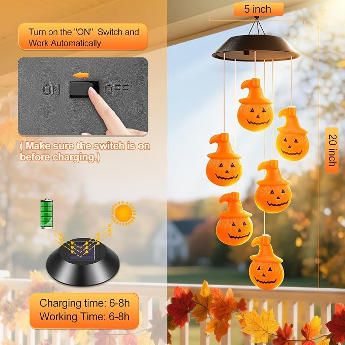 Winzwon Halloween Decorations Fall Decor Solar Pumpkin Outdoor Lights | - Image 3