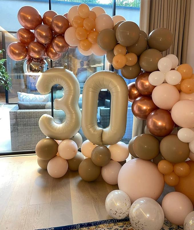 Cream Number 0 Balloon 40 Inch, 0th Birthday Party Decorations Men Women | Foil - Image 8