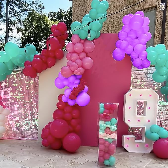 Hot Pink and Teal Blue Balloon Arch Garland Kit - Image 6