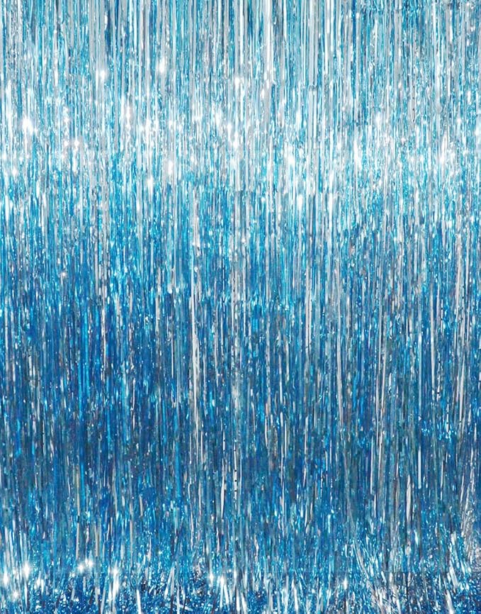 GOER 3.2 ft x 9.8 ft Metallic Tinsel Foil Fringe Curtains Party Photo Backdrop by GOER