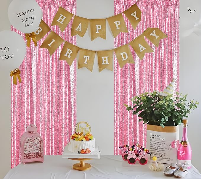 Pink Sequin Backdrop Curtains 2Panel 2x8ft - Image 6